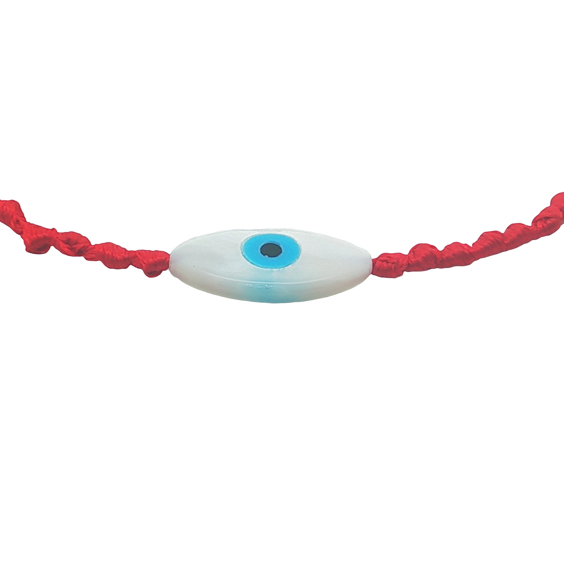 Bracelet doré cordon tressé rouge oeil ovale nacre MM