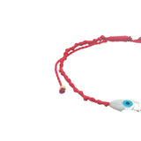 Bracelet doré cordon tressé rouge oeil ovale nacre MM