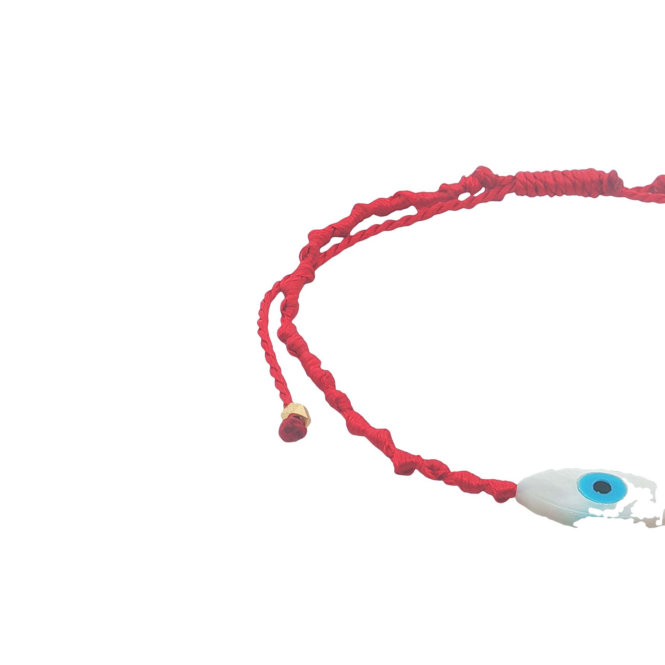 Bracelet doré cordon tressé rouge oeil ovale nacre MM