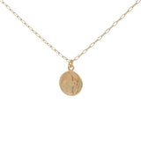Collier doré médaille ronde avec croix en relief 42 cm