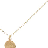Collier doré médaille ronde avec croix en relief 42 cm