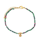 Bracelet doré rubis zoisite et pampille fleur