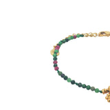 Bracelet doré rubis zoisite et pampille fleur