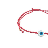 Bracelet doré cordon tressé rouge oeil nacre