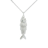 Large articulated fish necklace in 925 silver and zircons