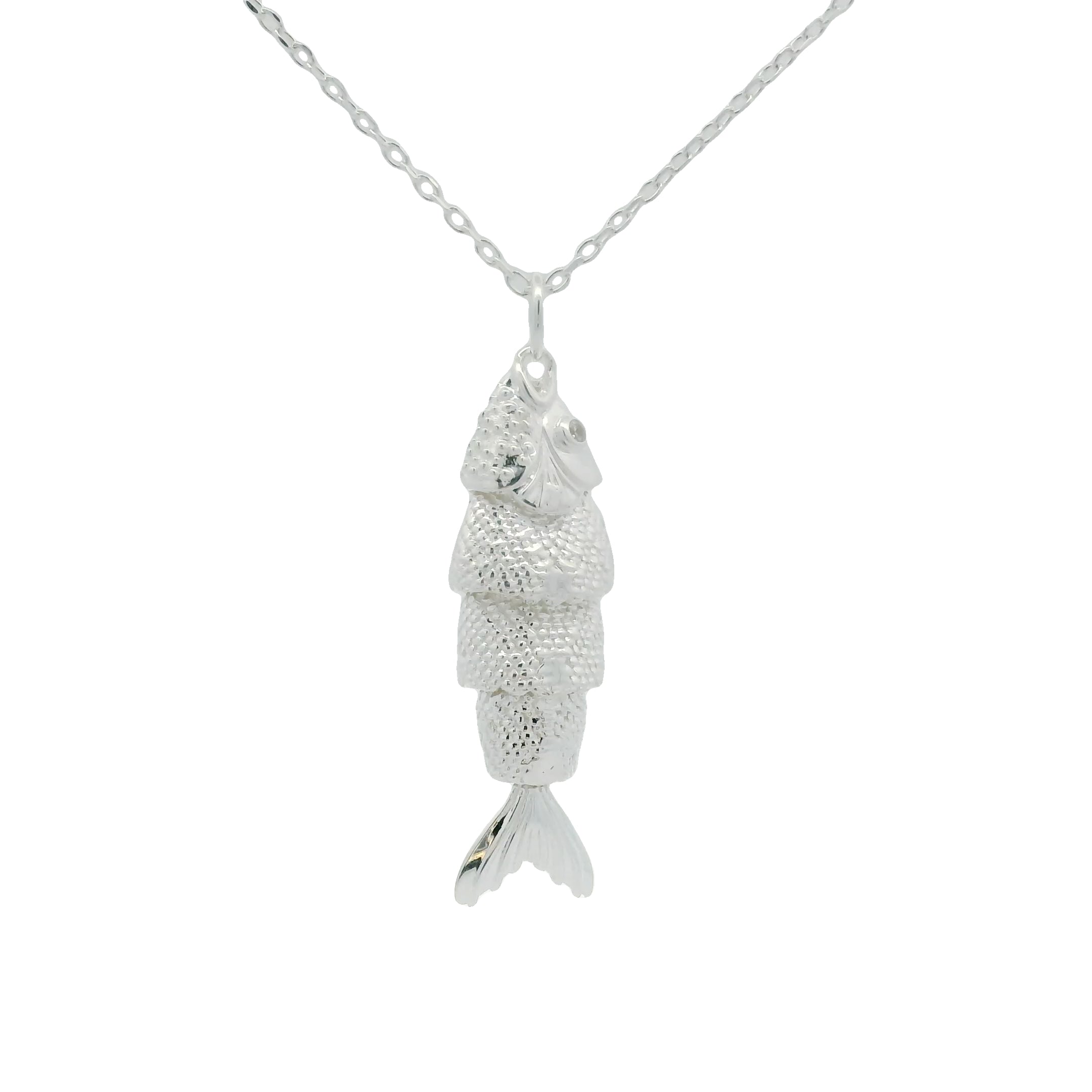 Collier argent 925 poisson et zircons 42 cm