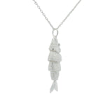 Large articulated fish necklace in 925 silver and zircons