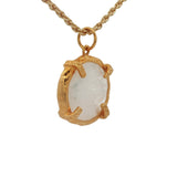 Collier doré médaillon martelé pierre de lune 42 cm