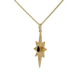 Collier doré rose des vents martelée et onyx noire 42 cm