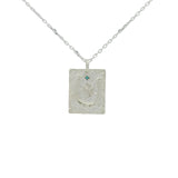 Collier argent 925 plaque fer à cheval trèfle et turquoise 42 cm