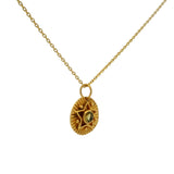 Collier doré médaille texturée étoile et tourmaline 42 cm