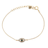 Bracelet doré oeil onyx verte et zircons