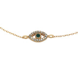 Bracelet doré oeil onyx verte et zircons