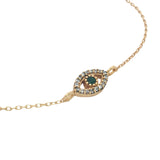 Bracelet doré oeil onyx verte et zircons