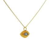 Collier doré oeil texturé et labradorite 42 cm