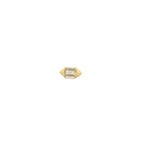 Boucle d'oreilles dorée puce avec zircons blancs baguette