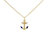 Collier doré ancre marine lapis lazulis 42 cm