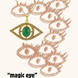 Collier doré pendentif oeil XXL pierre et zircons 42 cm