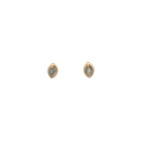 Boucles d'oreilles dorées puce oeil prehnite