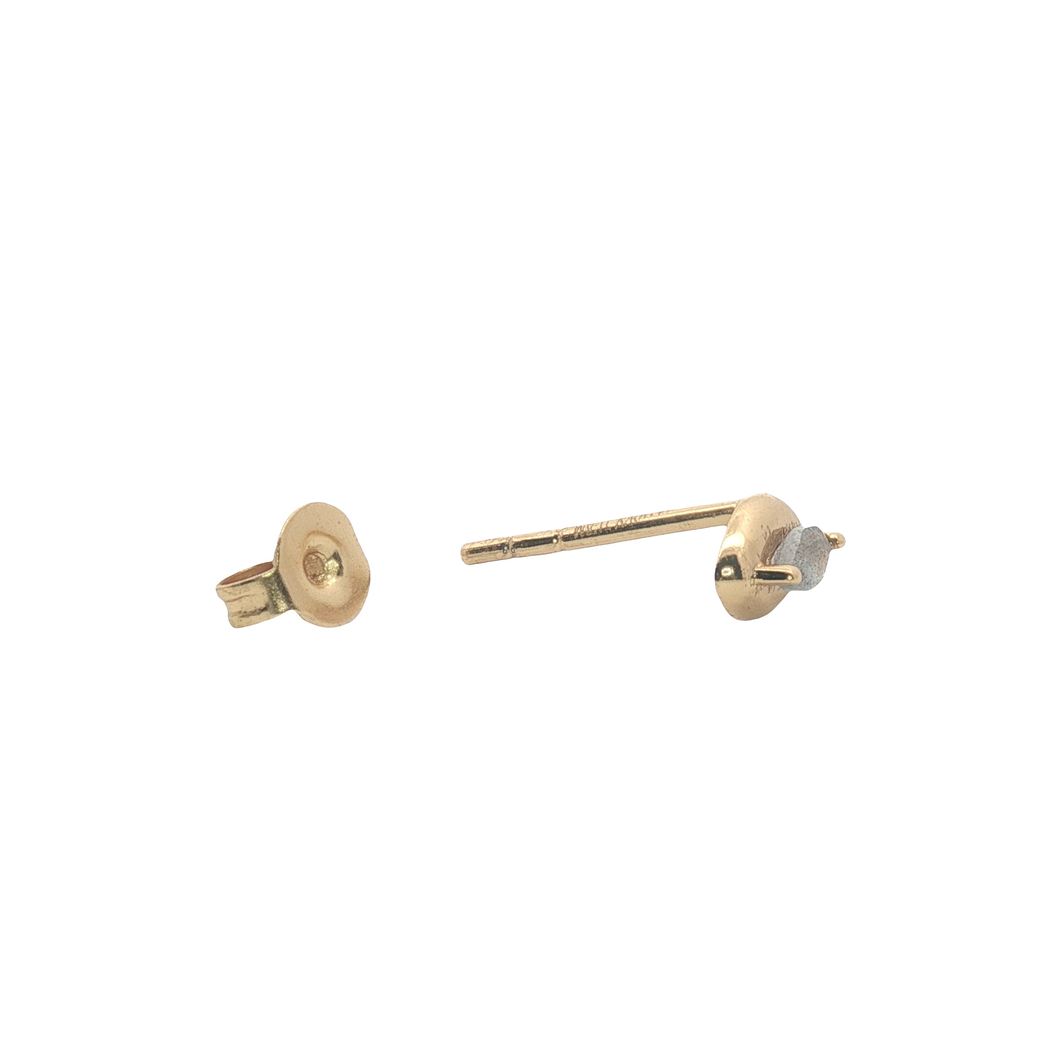 Boucles d'oreilles dorées puce oeil prehnite