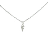 Collier argent 925 petite lettre F zircons blancs 42 cm
