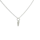 Collier argent 925 petite lettre F zircons blancs 42 cm