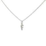 Collier argent 925 petite lettre F zircons blancs 42 cm