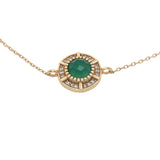 Bracelet doré médaille en onyx verte et zircons
