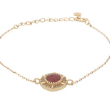 Bracelet doré médaille en onyx rouge et zircons