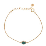 Bracelet doré goutte onyx verte et zircons