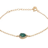 Bracelet doré goutte onyx verte et zircons
