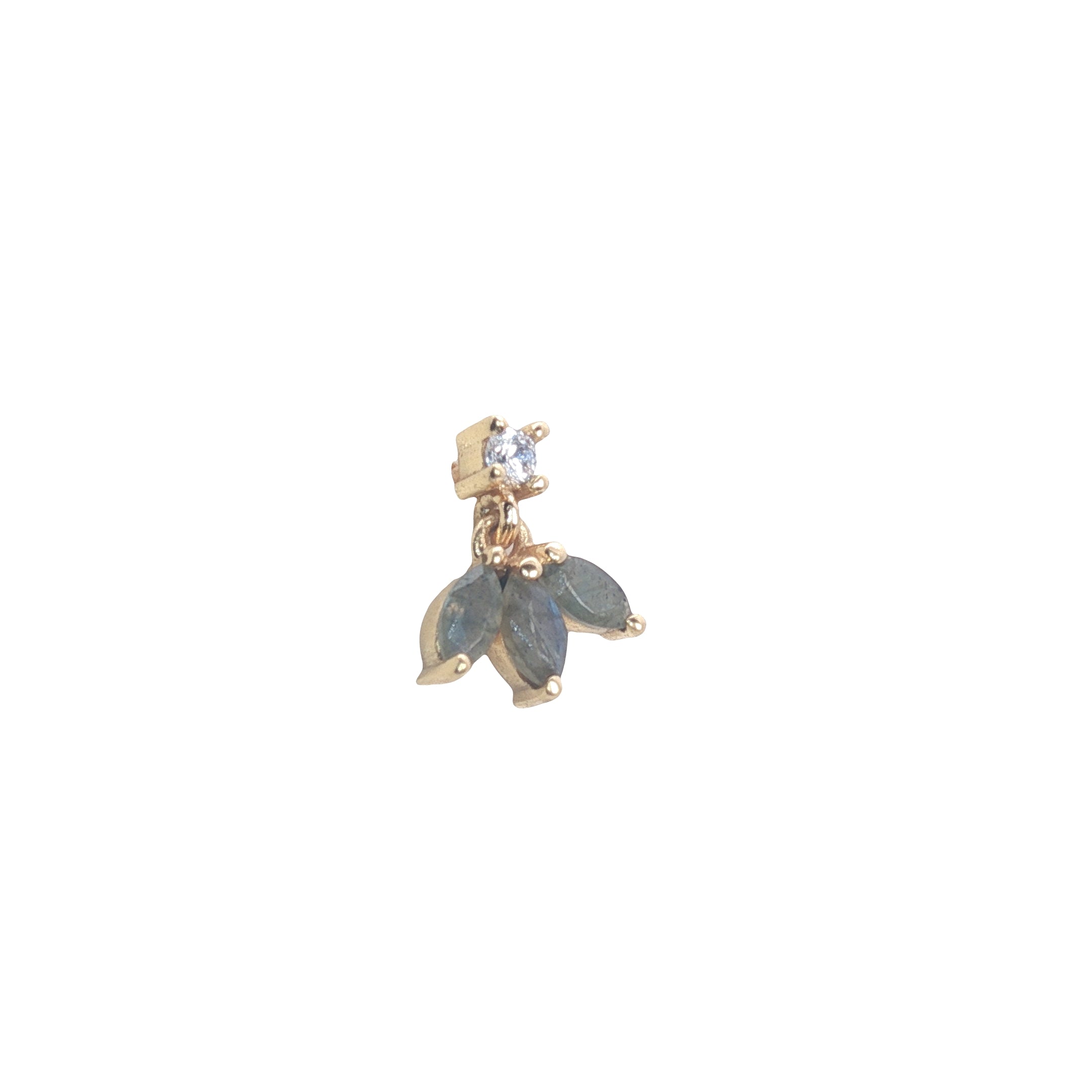 Boucles d'oreilles dorées labradorite et zircon