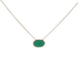 Collier doré onyx verte attachée à la chaine 42 cm