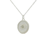 CHARM 925 silver medal with moonstone eye and zircons