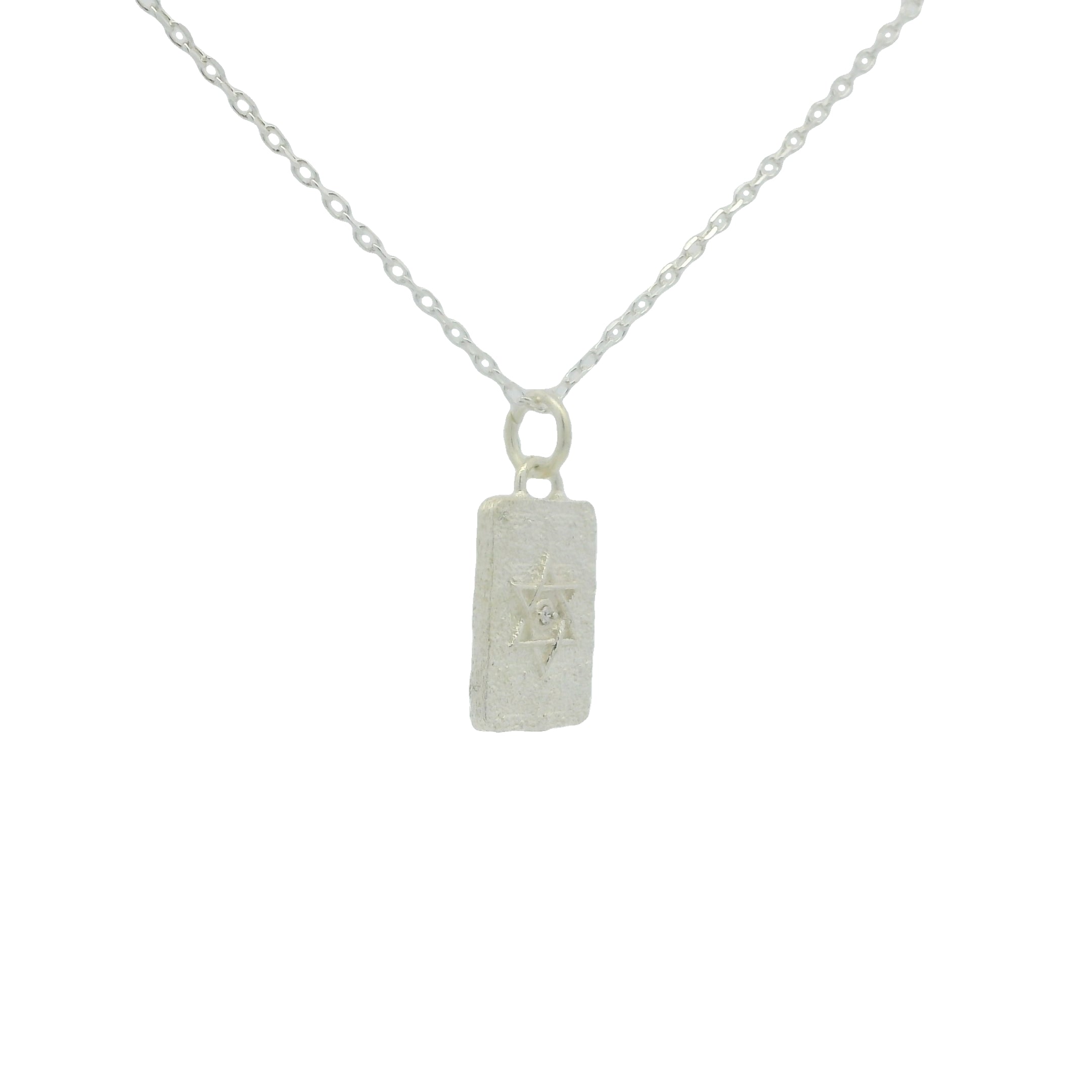 Collier argent 925 plaque étoile de David et zircon 42 cm
