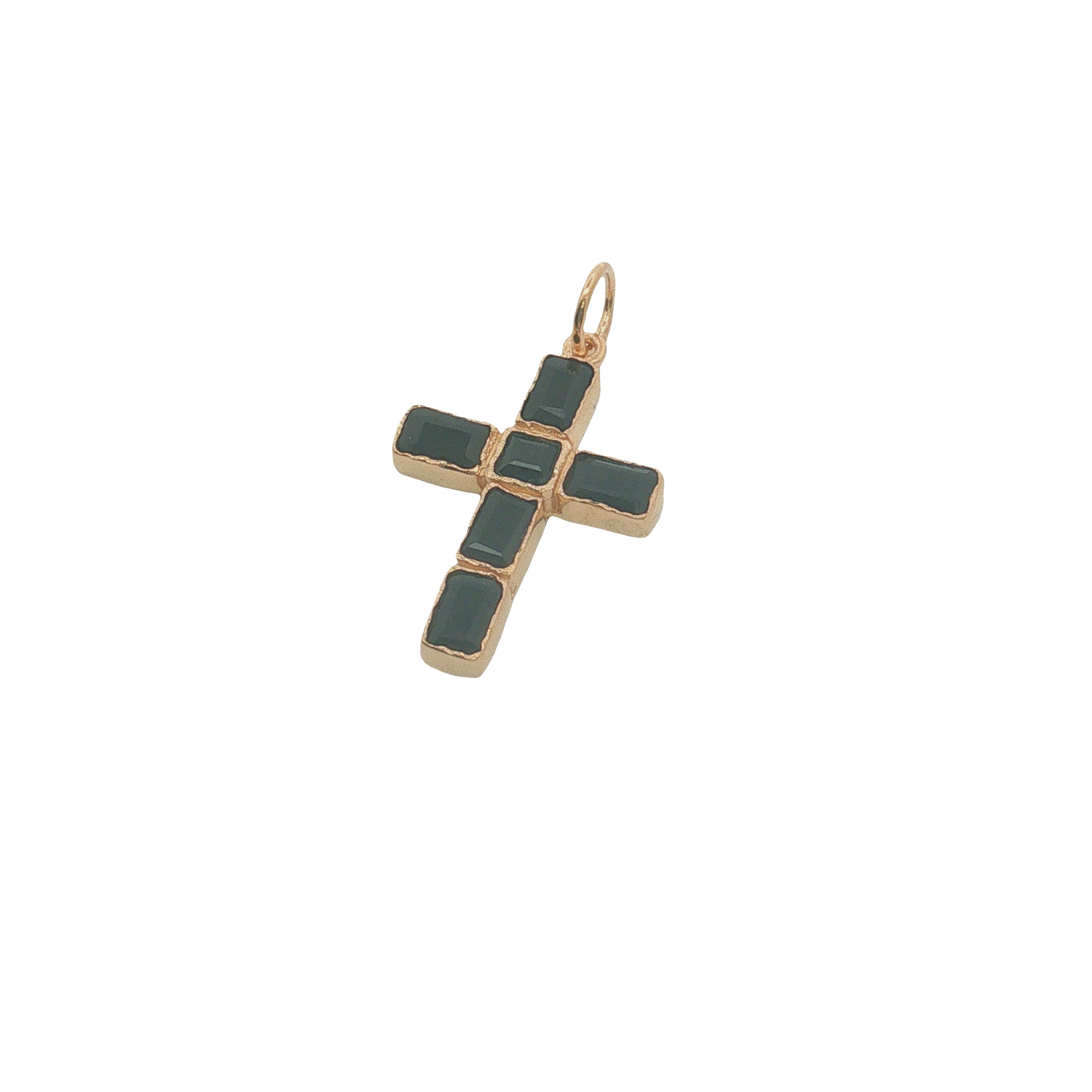 Charms doré croix en onyx noire