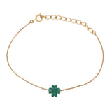 Bracelet doré trèfle onyx verte avec étoile des vents dessus