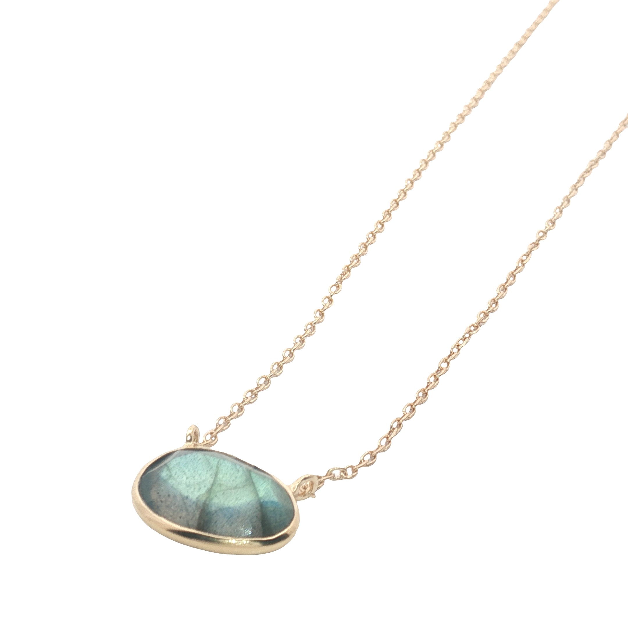 Collier doré labradorite attachée à la chaine 42 cm