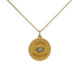 Collier doré médaille porte bonheur et labradorite 42 cm