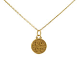 Collier doré petite médaille ronde LOVE avec zircons blancs 42 cm