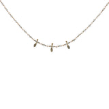 Collier doré chaine rosary en labradorite et pampilles navette 42 cm