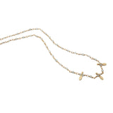 Collier doré chaine rosary en labradorite et pampilles navette 42 cm
