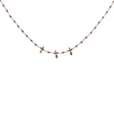 Collier doré chaine rosary en grenat et pampilles navette 42 cm