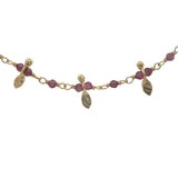 Collier doré chaine rosary en grenat et pampilles navette 42 cm