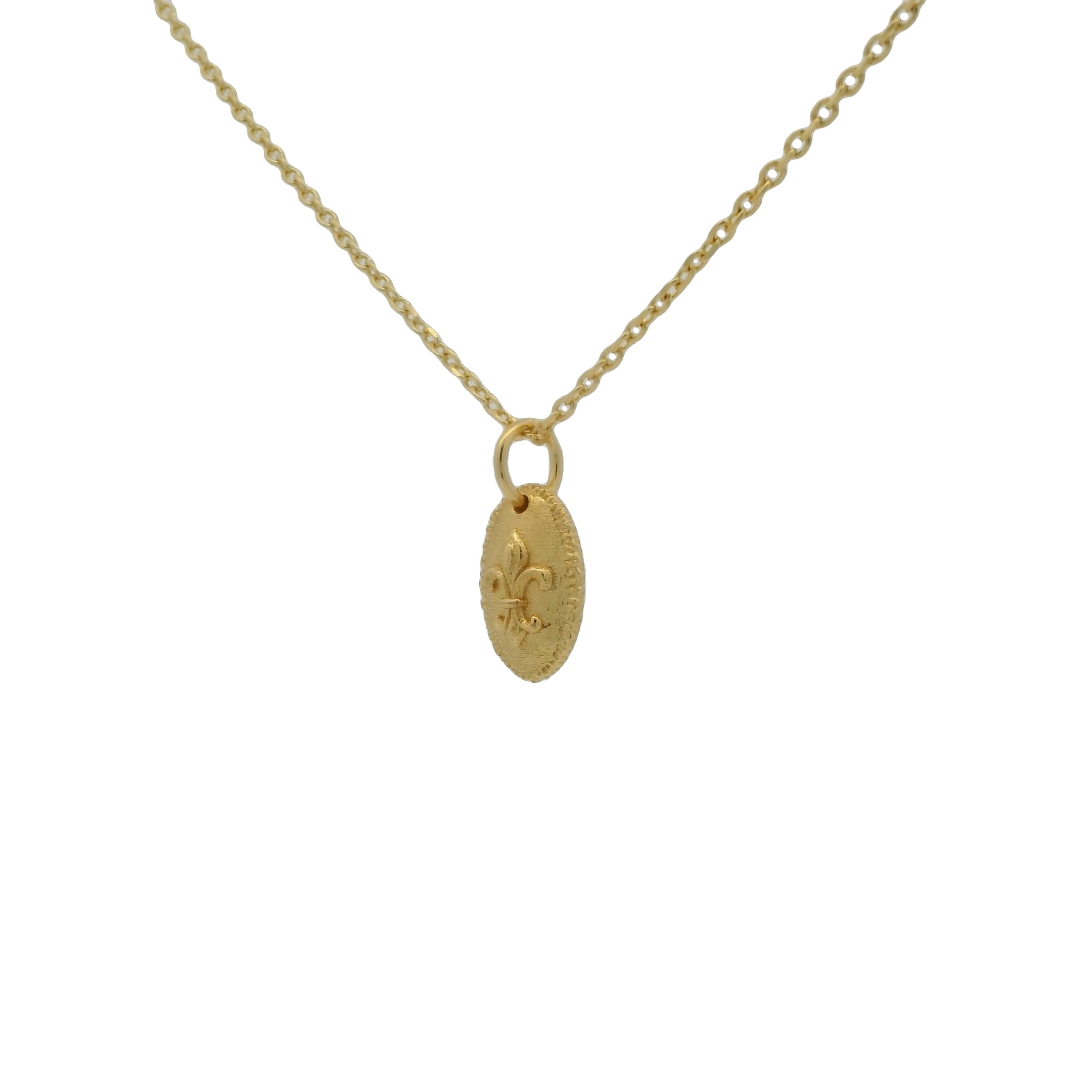 Collier doré médaille fleur de lys 42 cm
