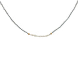 Collier doré en labradorite, perles de culture et perles dorées 38 cm