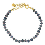 Bracelet doré avec alternance de Tourmaline rose et Iolite
