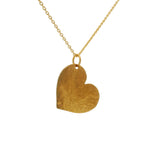 Collier grand coeur martelé doré 42 cm