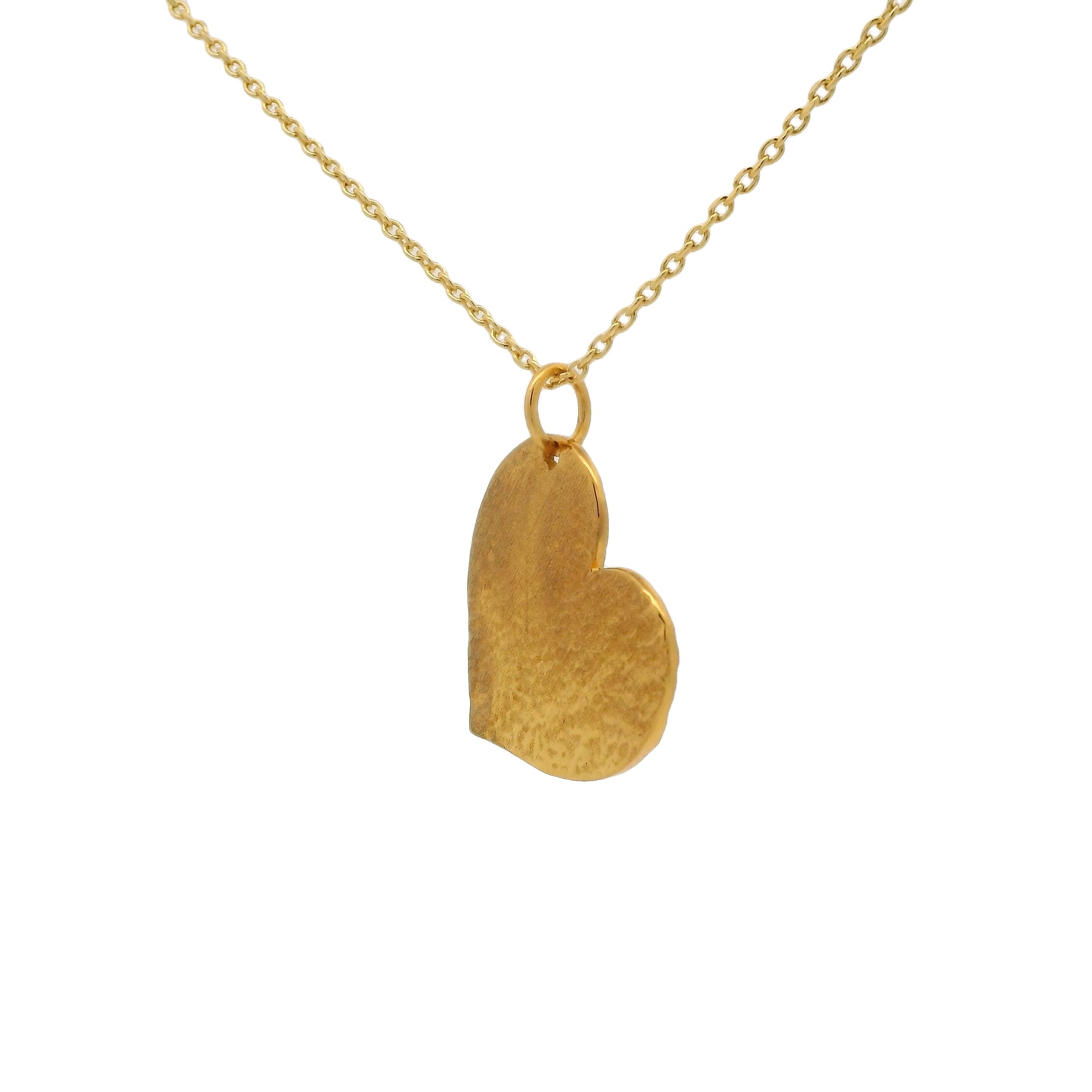 Collier grand coeur martelé doré 42 cm