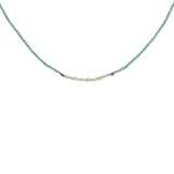 Collier doré en apatite, perles de culture et perles dorées 38 cm